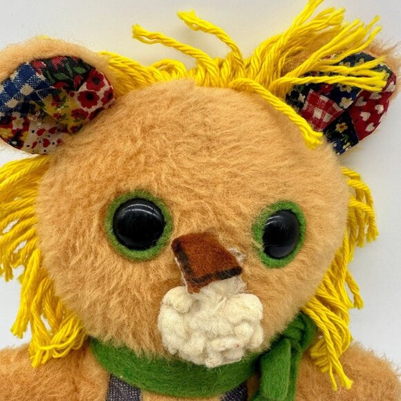 Vintage Danny Denim Gund Lion Stuffed Animal Plush Patchwork 1976 Overalls - Picture 4 of 10